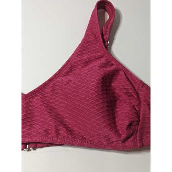 Xhilaration Bikini Top Textured V Neck Pink Juniors XL Bralette Swimsuit Beach - Picture 2 of 11